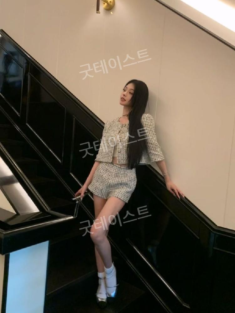 여성 트위드 정장 반바지 투피스 세트 하객룩 데이트룩 오피스룩 트위드세트 S - 상세 이미지 4