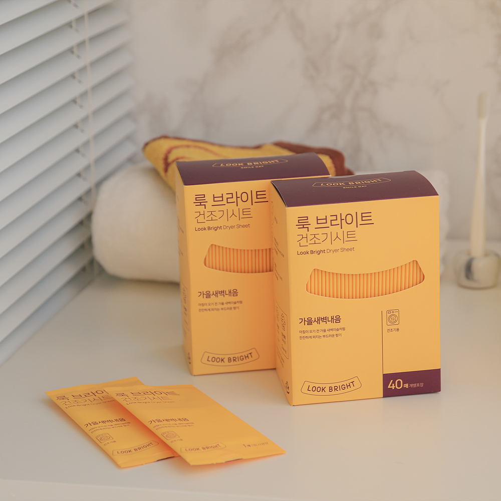 건조기시트 드라이향기 섬유유연제 룩브라이트 가을새벽 봄비누 2종 80매