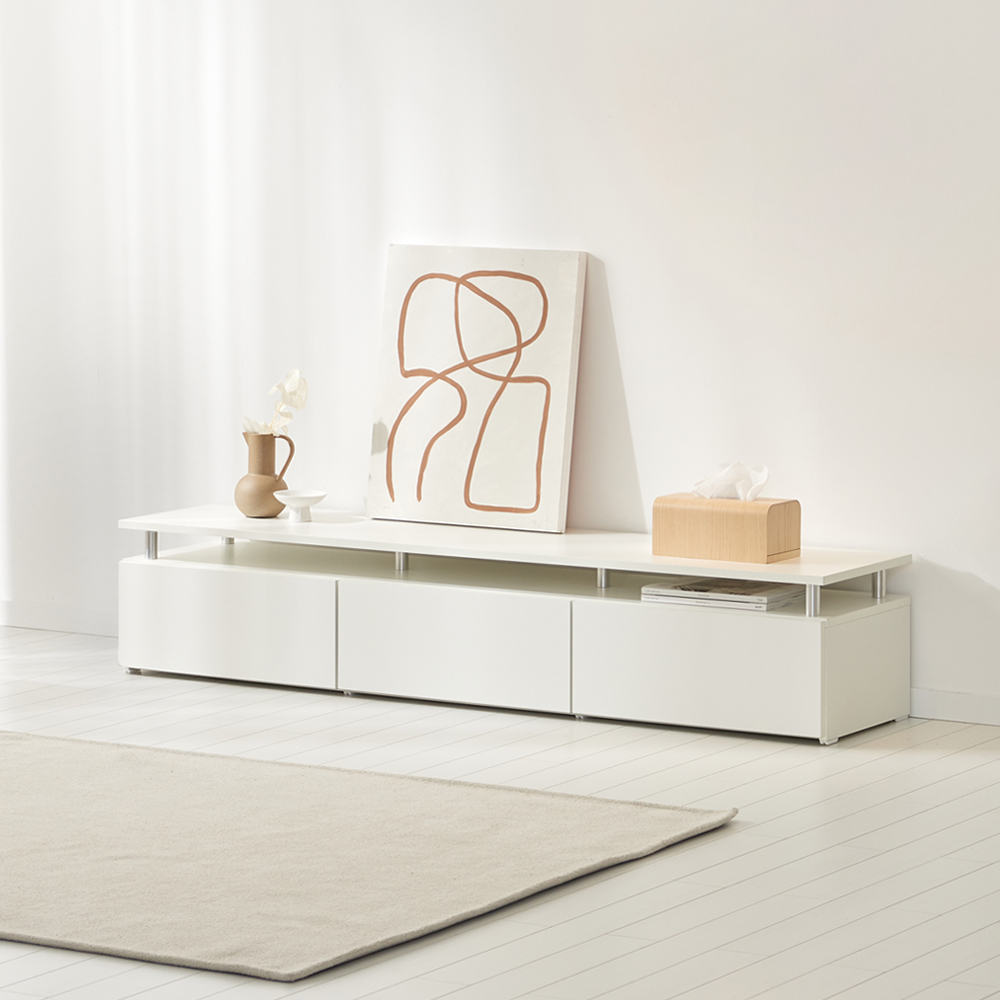 마인 거실장 낮은 티비다이 tv장 장식장 1800, 화이트