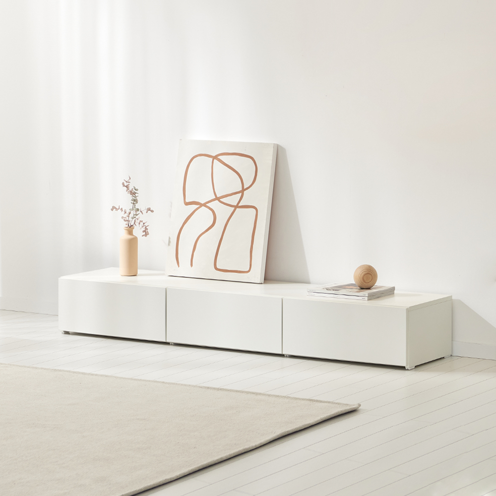 조은 거실장 1800 화이트 낮은 티비다이 tv장 장식장