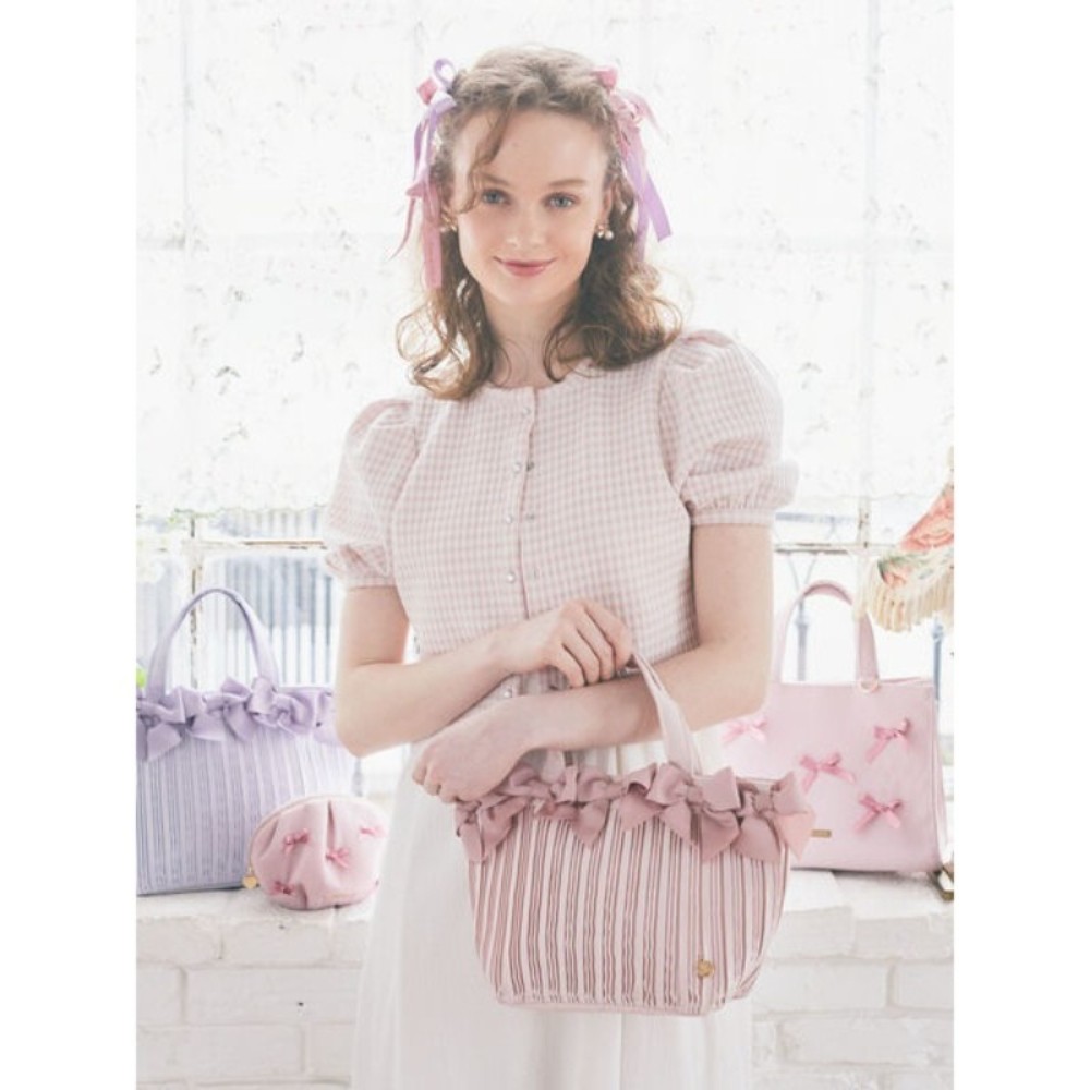 Maison de FLEUR 메종드플뢰르 리본 플리츠 토트백 : 퍼니민트