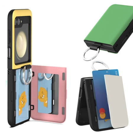 인씨네 누니가 갤럭시 Z플립6 f741 마그네틱 도어 범퍼케이스 그립 거치대 톡 핑거링 카드 2장 수납공간