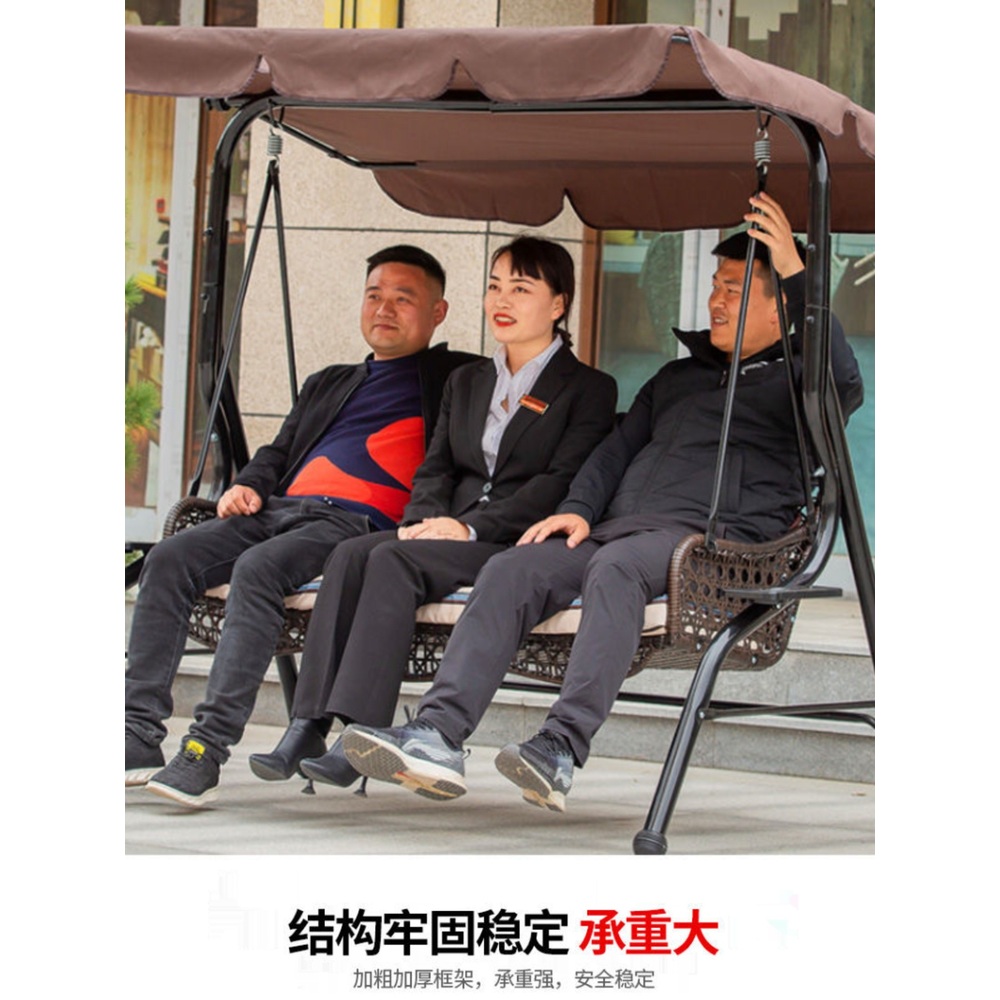 야외 원목 흔들 의자 나무 그네 정원 발코니 가드닝 쿠션 포함 - 상세 이미지 3