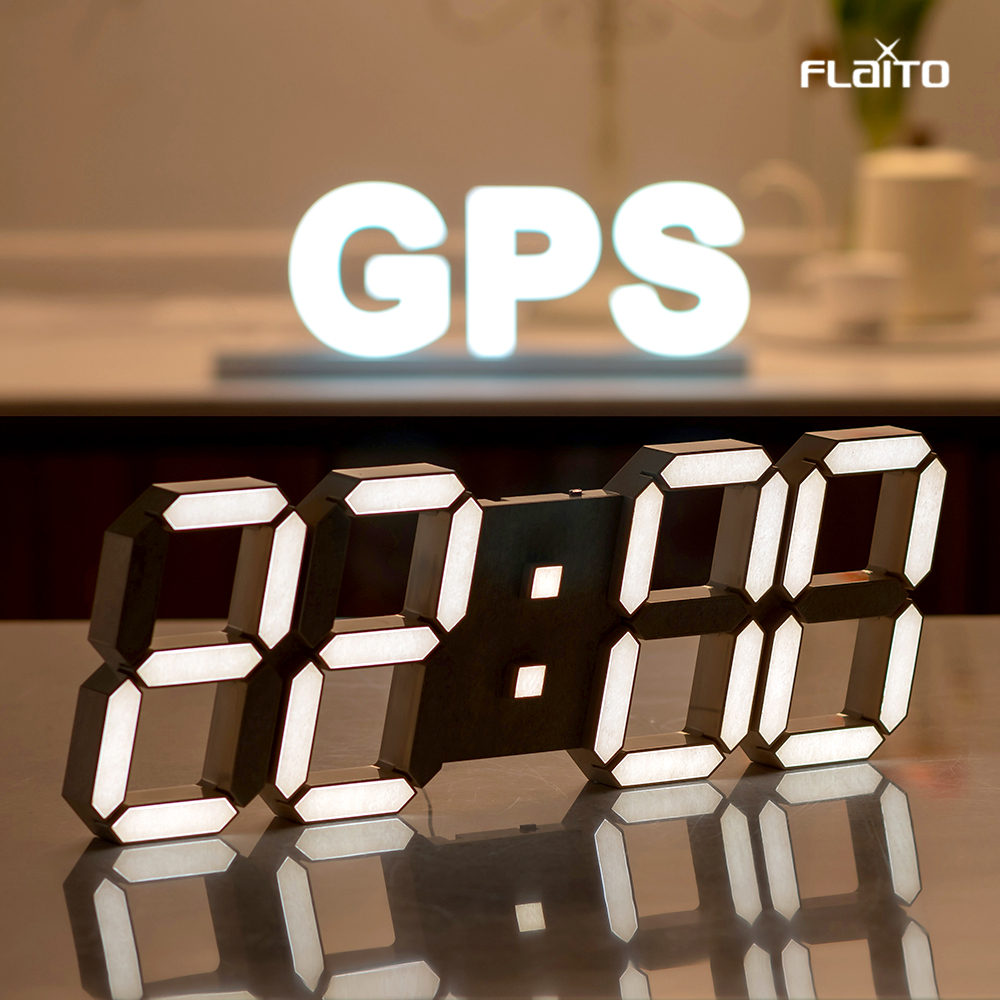 플라이토 국산 GPS 시간동기 3D 숫자 인테리어 LED 벽시계 38cm 멜로우 - 메인 이미지
