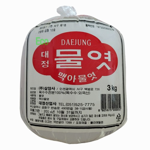 봉지물엿 3k x 6 대정물엿 맥아물엿 국내가공 흰색물엿 : 진화푸드