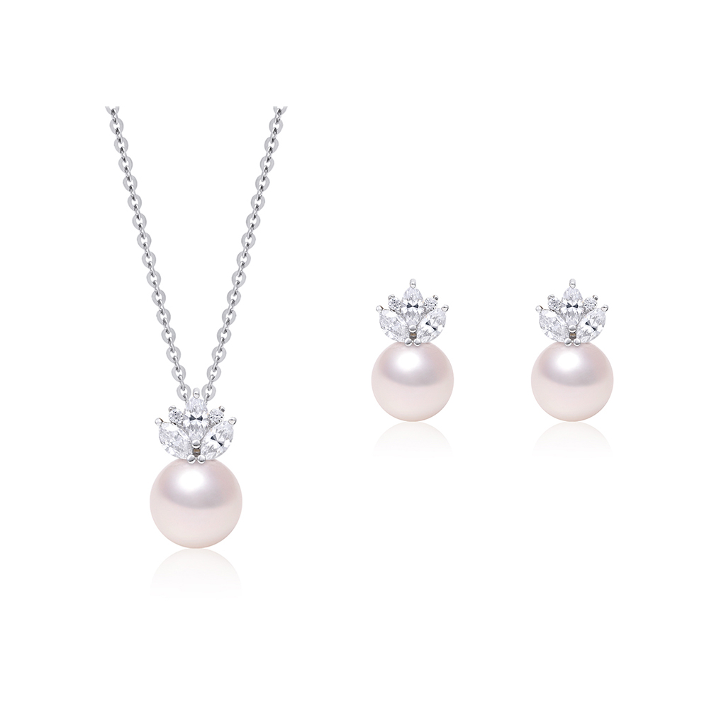 러츠 14K 18K 목걸이 귀걸이 아코야 해수 진주 세트 AAA+