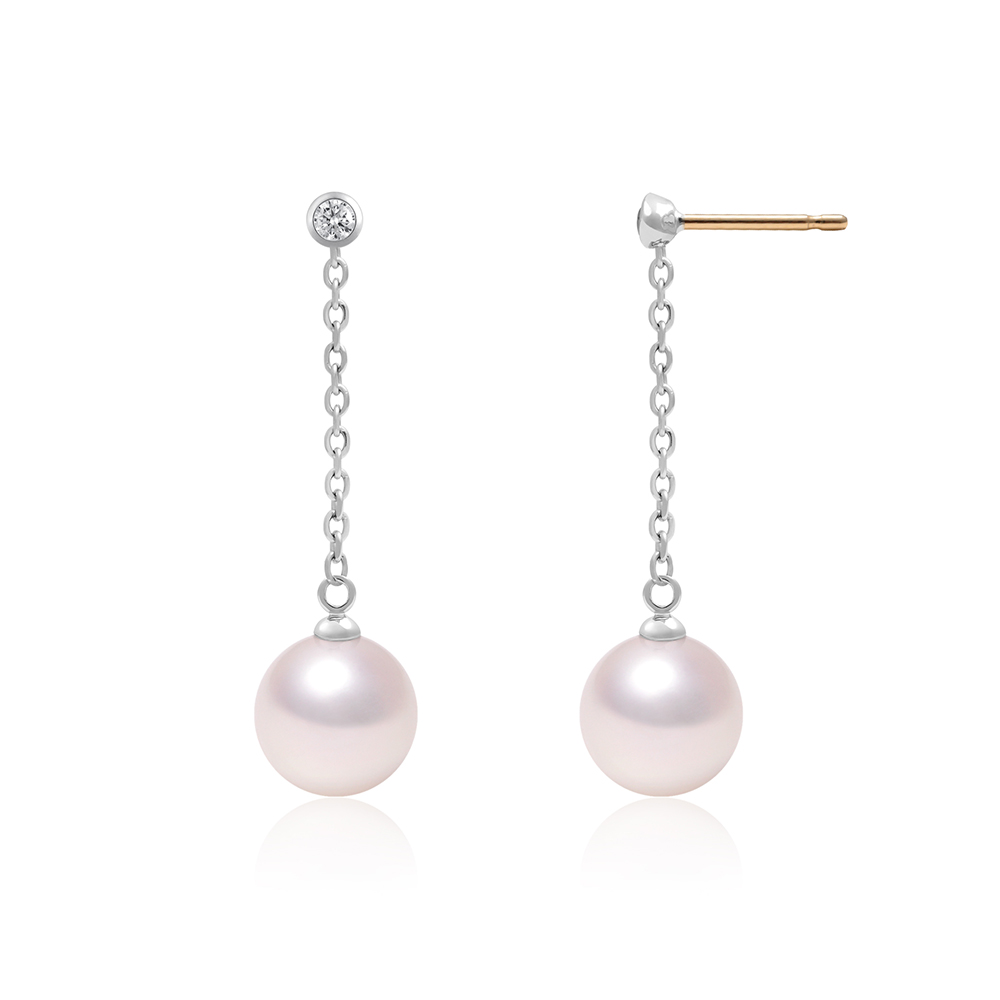 웨일 14K 18K 체인 아코야 해수 드롭 진주 귀걸이 AAA+