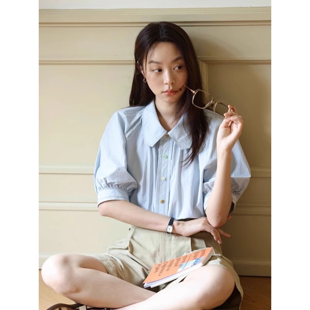 미녀와 순정남 37화 원피스 블루 박도라 퍼프 소매 플리츠 의상 옷 패션 - 상세 이미지 4