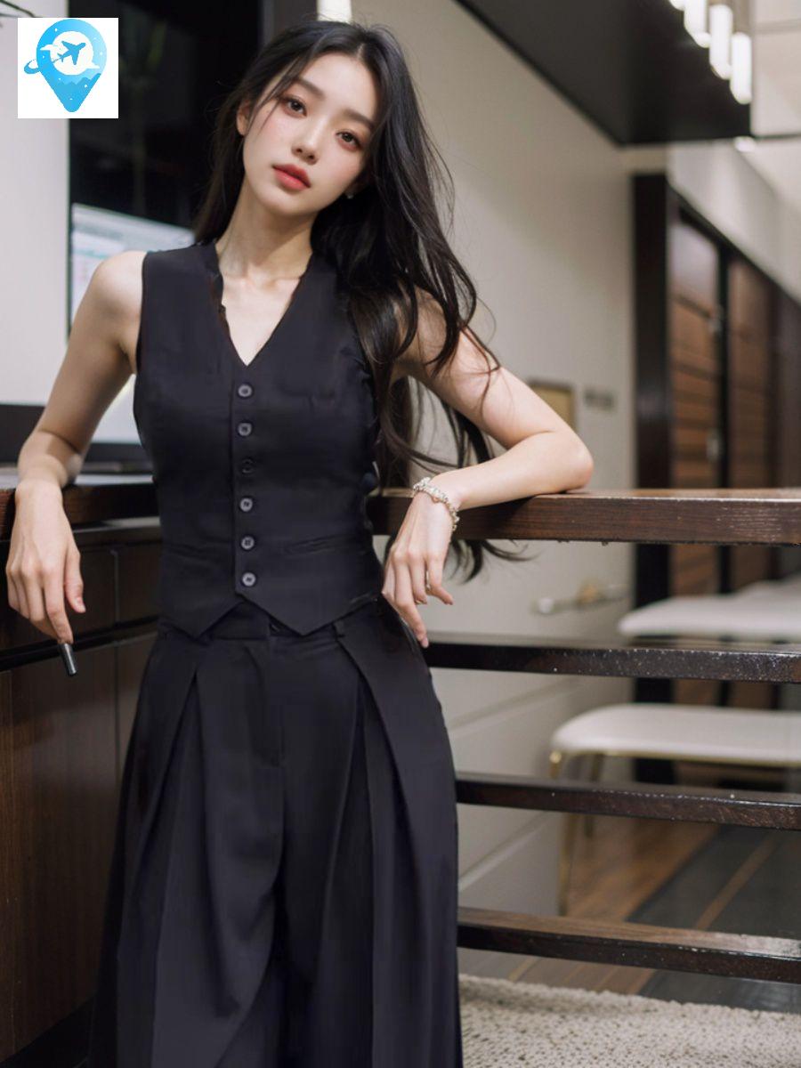 정장세트 정장 슬랙스 여름 조끼 와이드팬츠 여성 셋업 - 상품 이미지