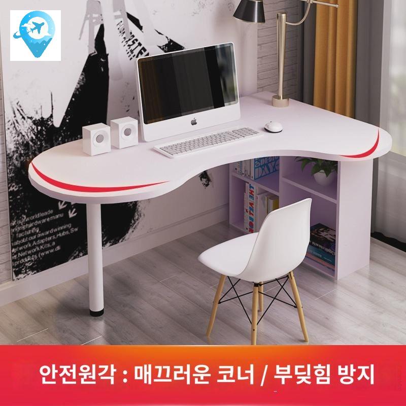 데스크 아이보리 ㄱ책상 ㄱ자 코너 자 테이블 기억자 책상 책장 컴퓨터 수납 - 상세 이미지 4
