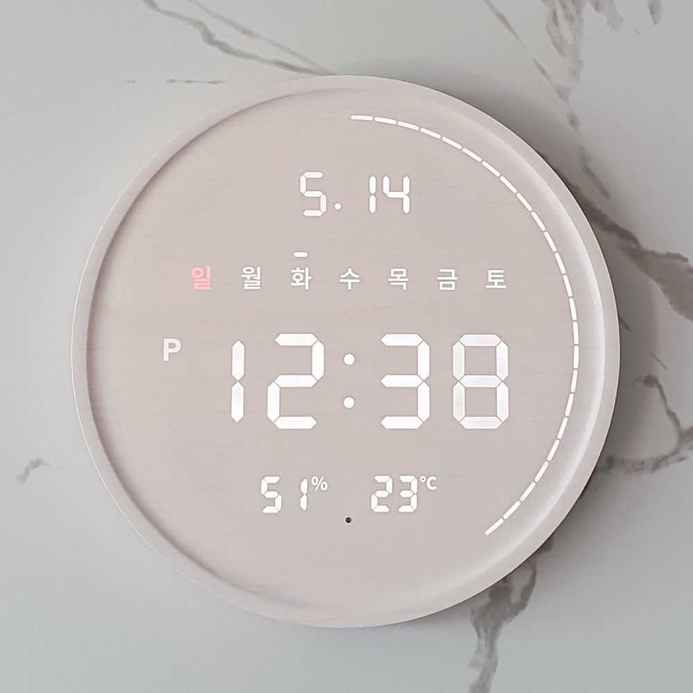 플라이토 터닝 원형 3세대 백라이트 거실 온습도 디지털 LED 벽시계 이미지 8