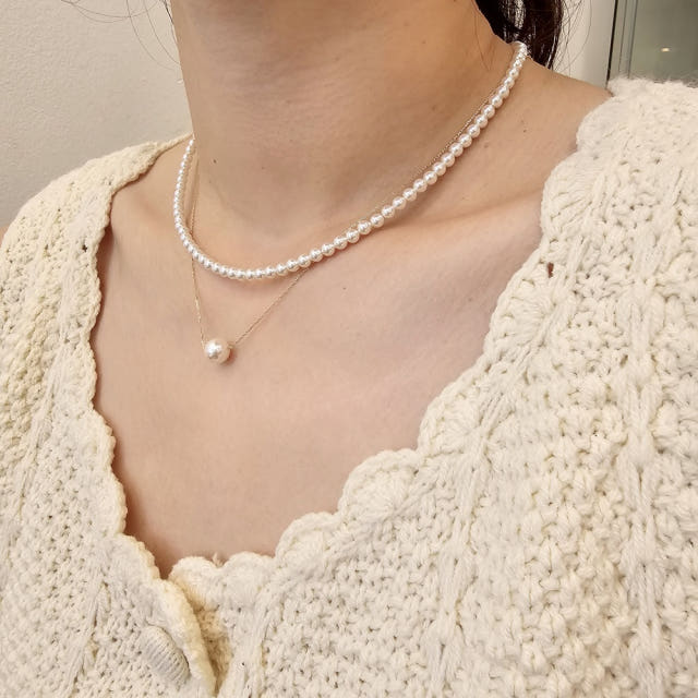 진주목걸이 천연 담수 스와로브스키 작은 못난이 긴 롱