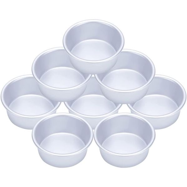 8PCS 케이크 팬 4인치 틴 원형 알루미늄 몰드 베이킹 결혼식 생일 파티용 키 큰 : 일레븐인터