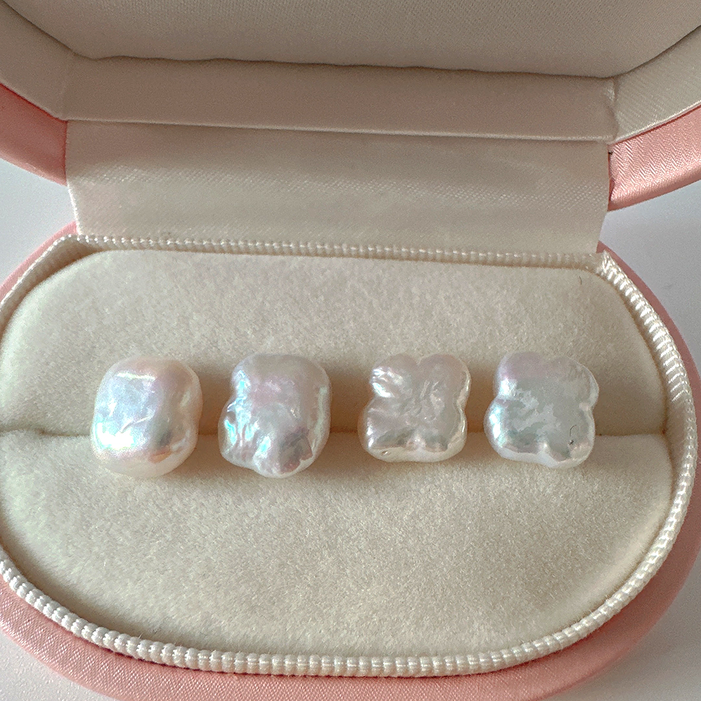 14K 캐시 담수 바로크 진주 귀걸이 - 상세 이미지 3