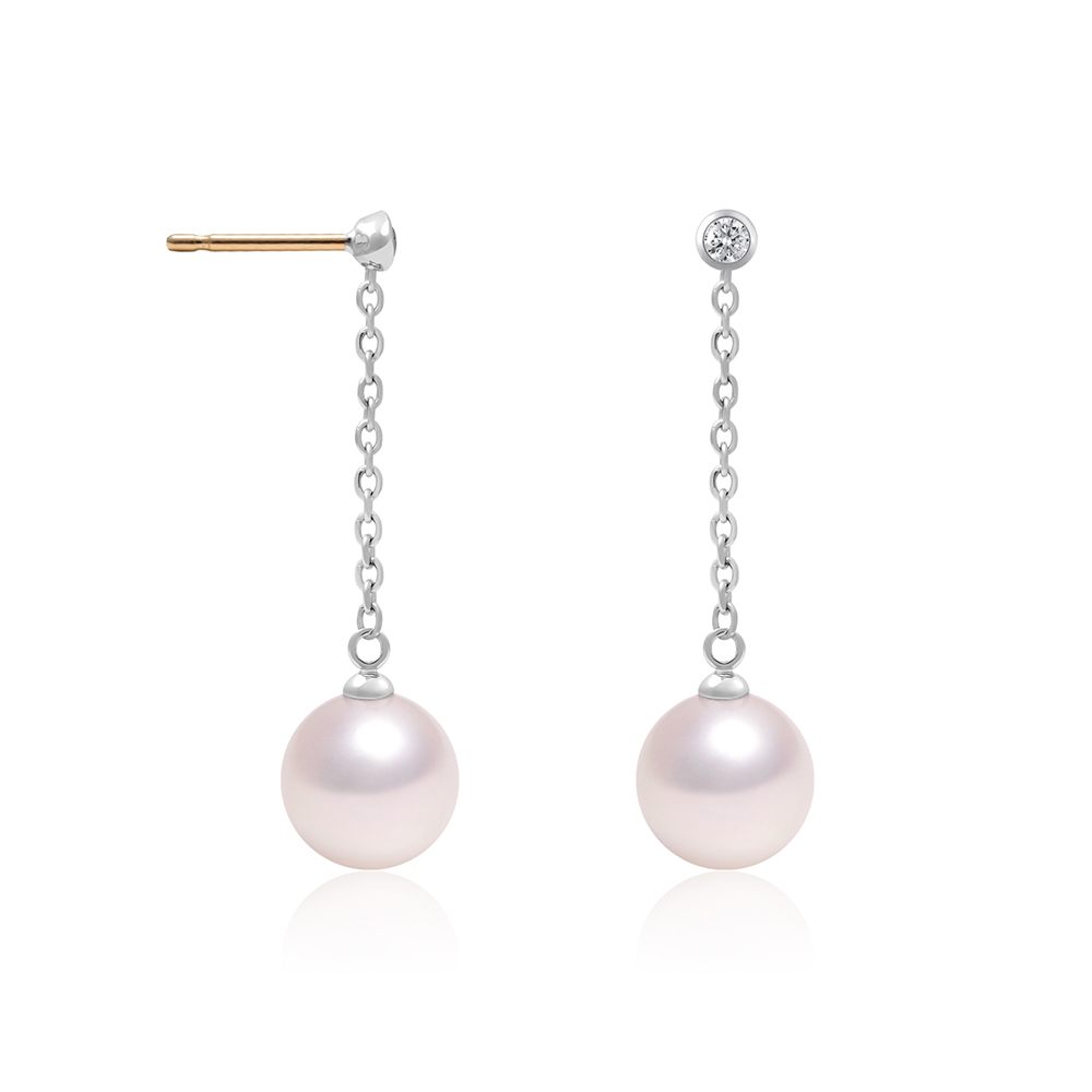 웨일 14K 18K 체인 아코야 해수 드롭 진주 귀걸이 AAA+