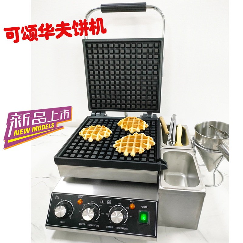 업소용 크룽지 기계 전기 와플 오븐 대형 그릴 파니니 온도 조절