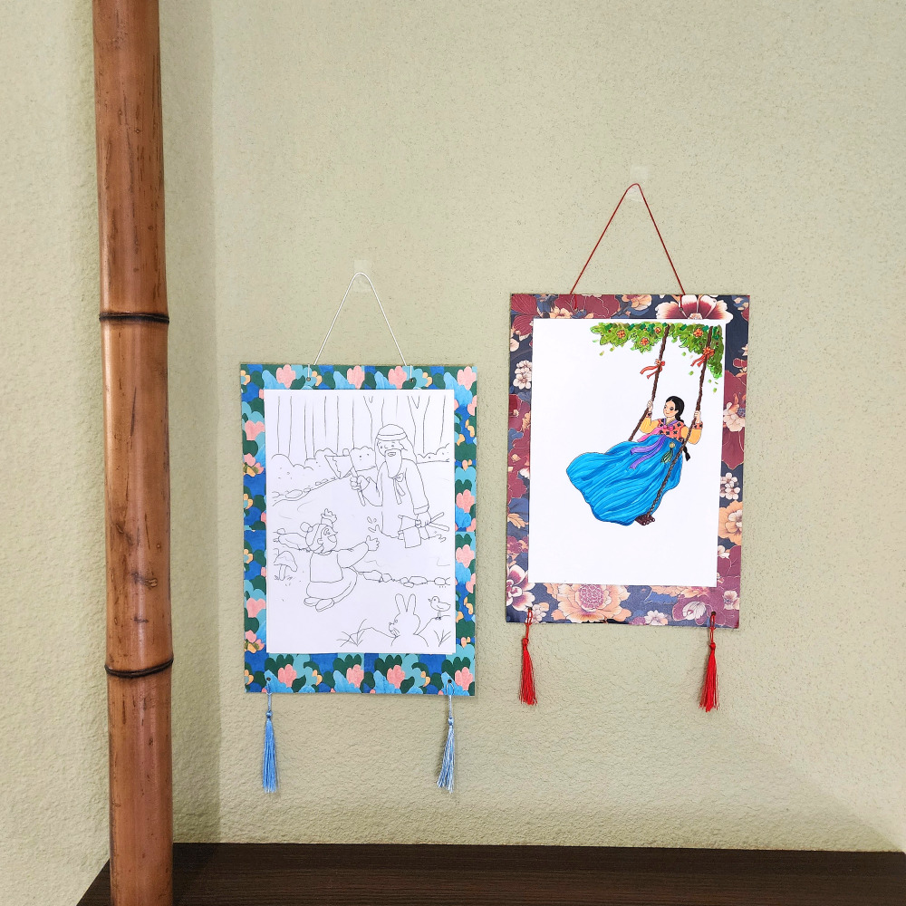 족자 만들기 설날 전통 빈 족자 붉은 꽃 민화 그림 DIY 키트 이미지 8