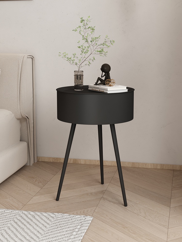 둥근 사이드 테이블 침대 옆 수납 탁자 캐비닛 스탠딩 엔틱 미니멀