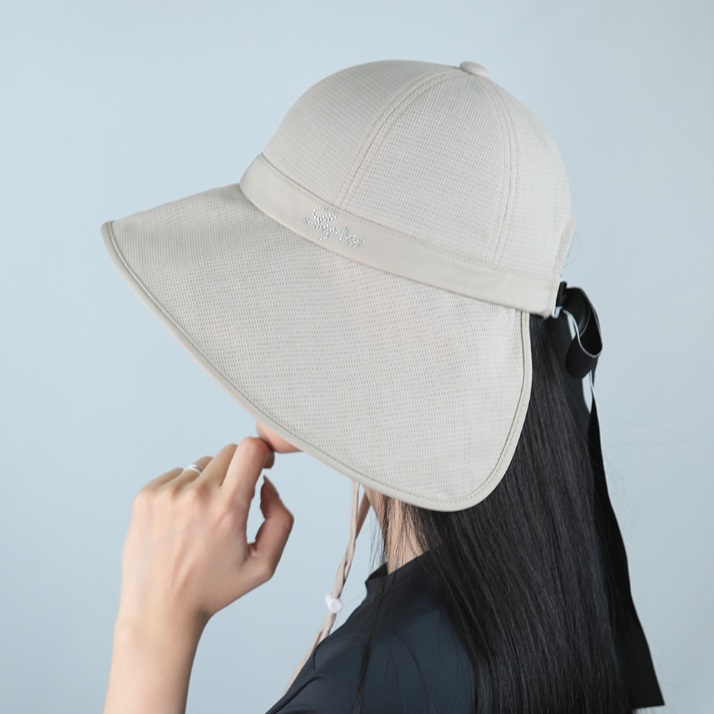 루페오 여성 핫픽스 빅 와이드 심볼 리본 포인트 챙넓은 골프 버킷햇 벙거지 모자 - 상세 이미지 4