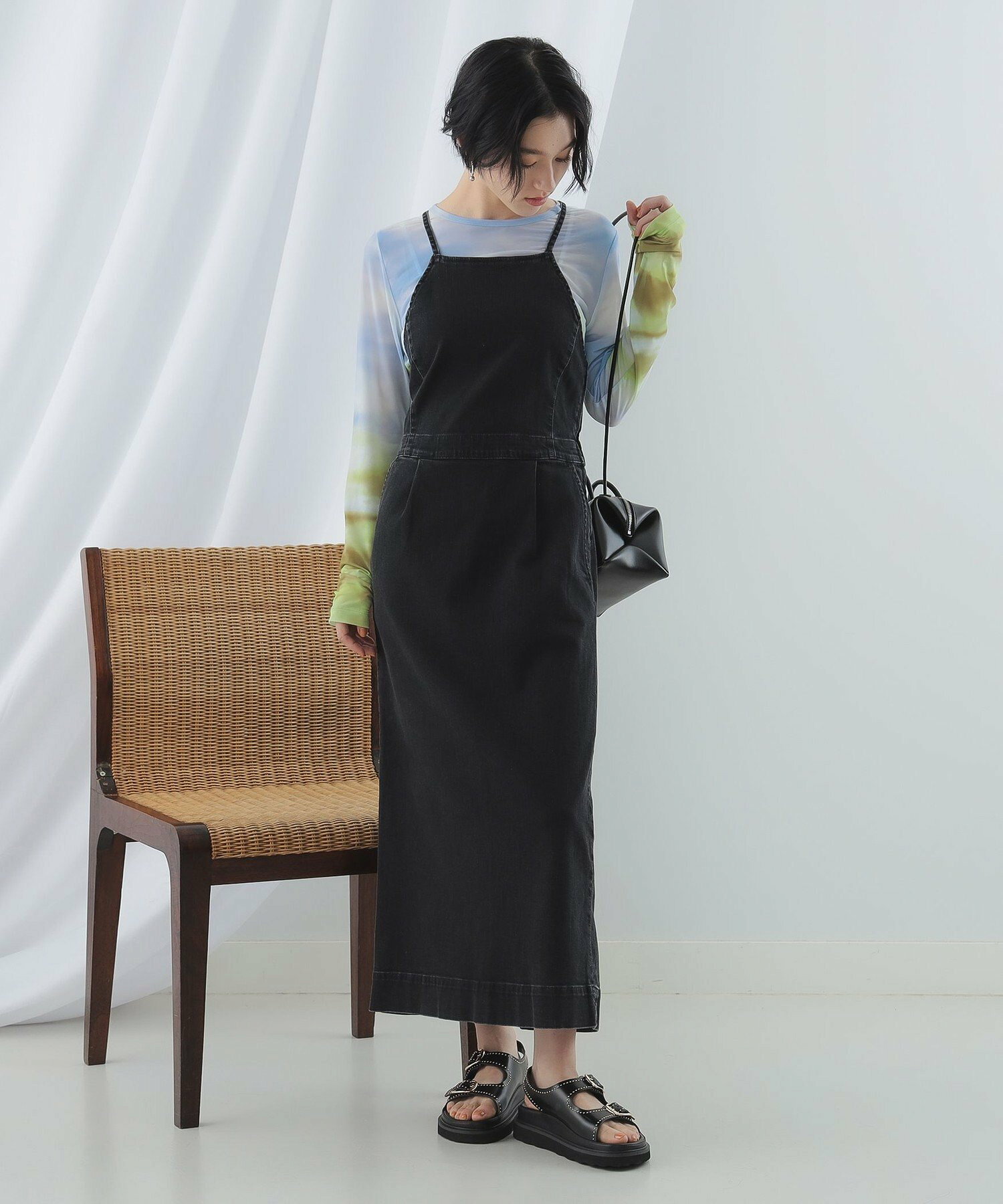 LEE 리 x 레이 빔즈 RAY BEAMS 아메스리 롱 원피스 블랙 이미지 7