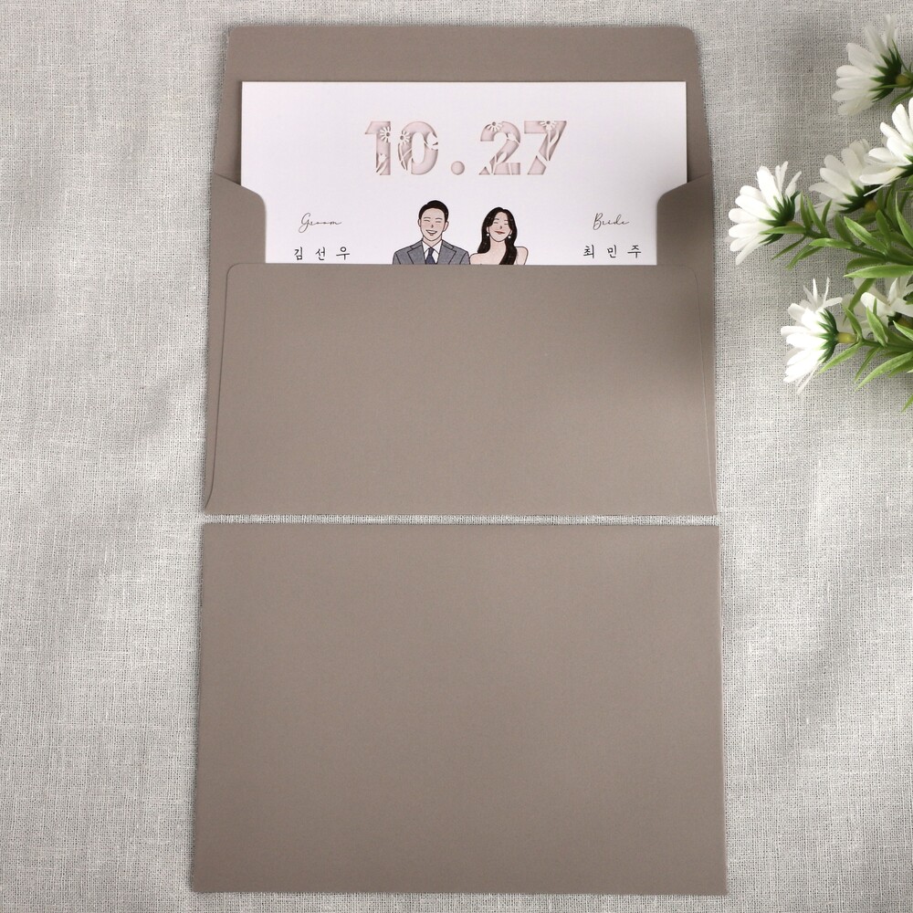 [자체 제작] 165x115mm 자켓형 청첩장 초대장 웨딩 화이트 컬러 봉투 감사 50p - 상세 이미지 5