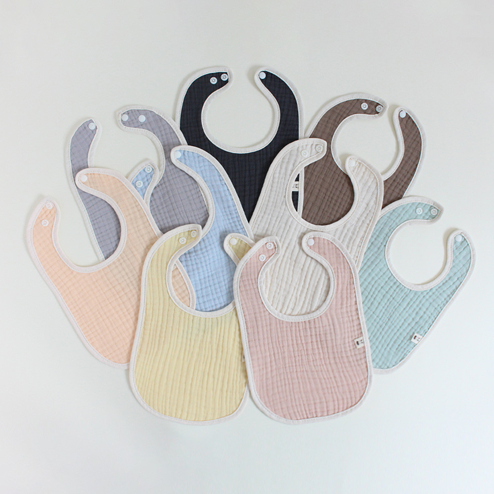 [바니블라썸] 4중요루거즈 턱받이 아기 빕 신생아 유아 이유식턱받이 베이지거즈(여름용)