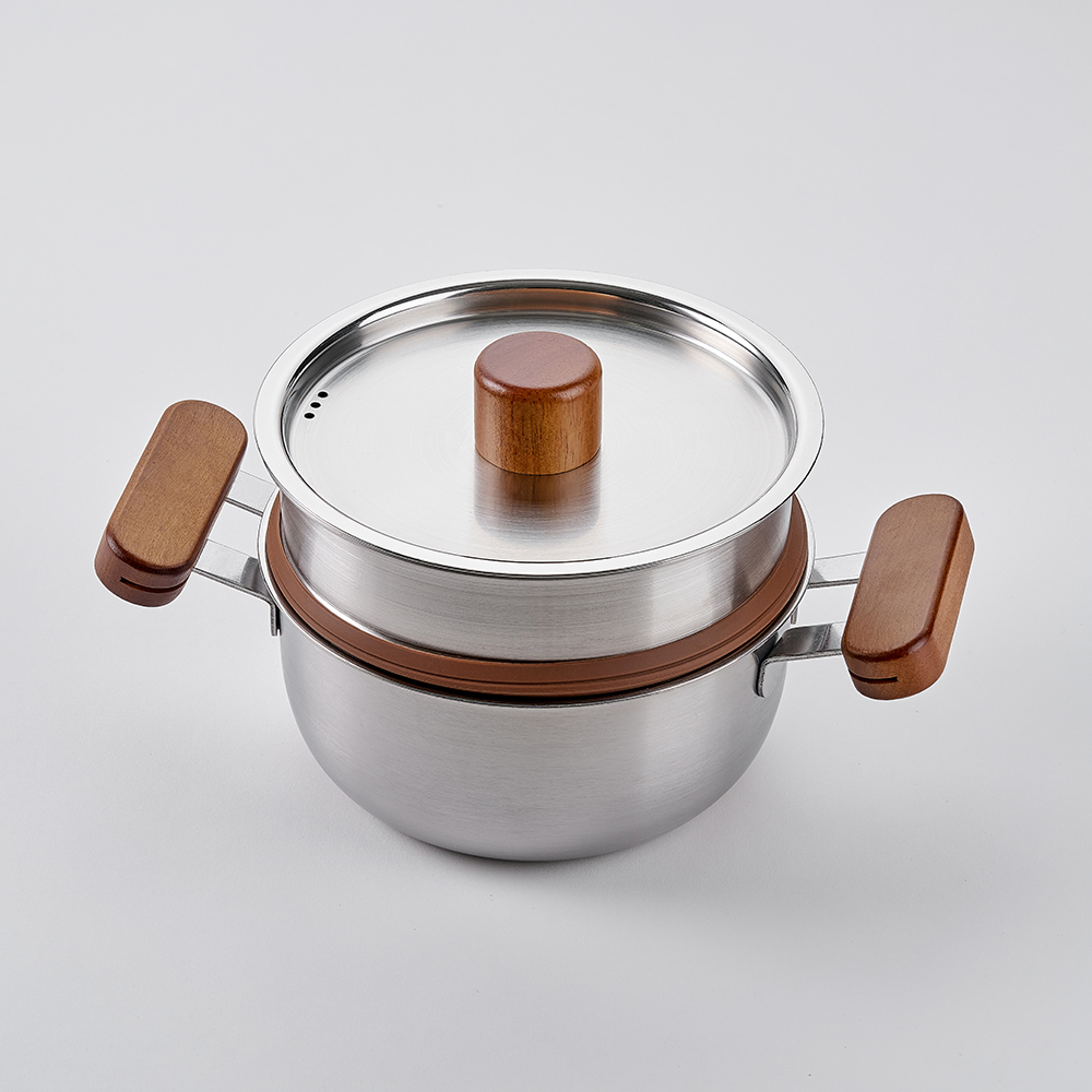 에비히슈테른 레카 우드핸들 스텐 통삼중 만두 떡 찜기 찜솥 미니 찜냄비 16양수