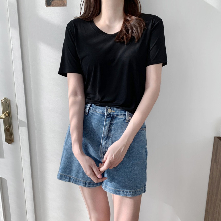 시원한 냉감 여자쿨티 냉장고 여성 티셔츠 기본 라운드 여성 여름 티셔츠 여자 반팔티