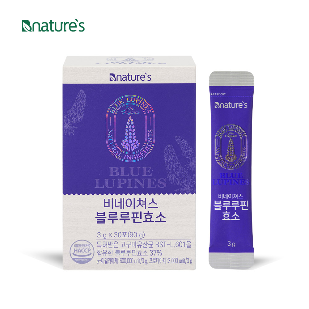 블루루핀효소 30포(1개월분) 항당뇨·비만 특허균 발효 루피니빈 고구마유산균 소화효소 - 상품 이미지