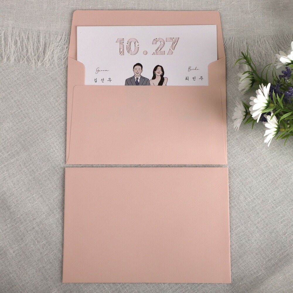 [자체 제작] 165x115mm 자켓형 청첩장 초대장 웨딩 화이트 컬러 봉투 감사 50p - 상세 이미지 3