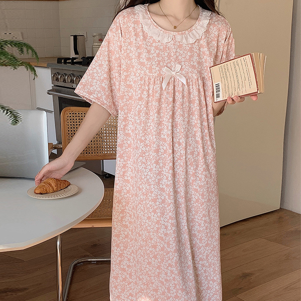 잔꽃 꽃무늬 플라워 원피스 홈웨어 잠옷 아이보리 이미지 8