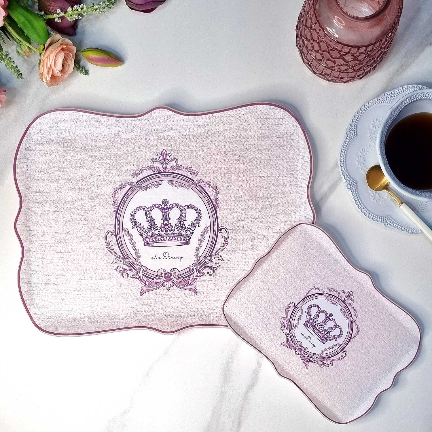 엘라다이닝 논슬립 핸드메이드 쟁반 크라운 아크릴 트레이