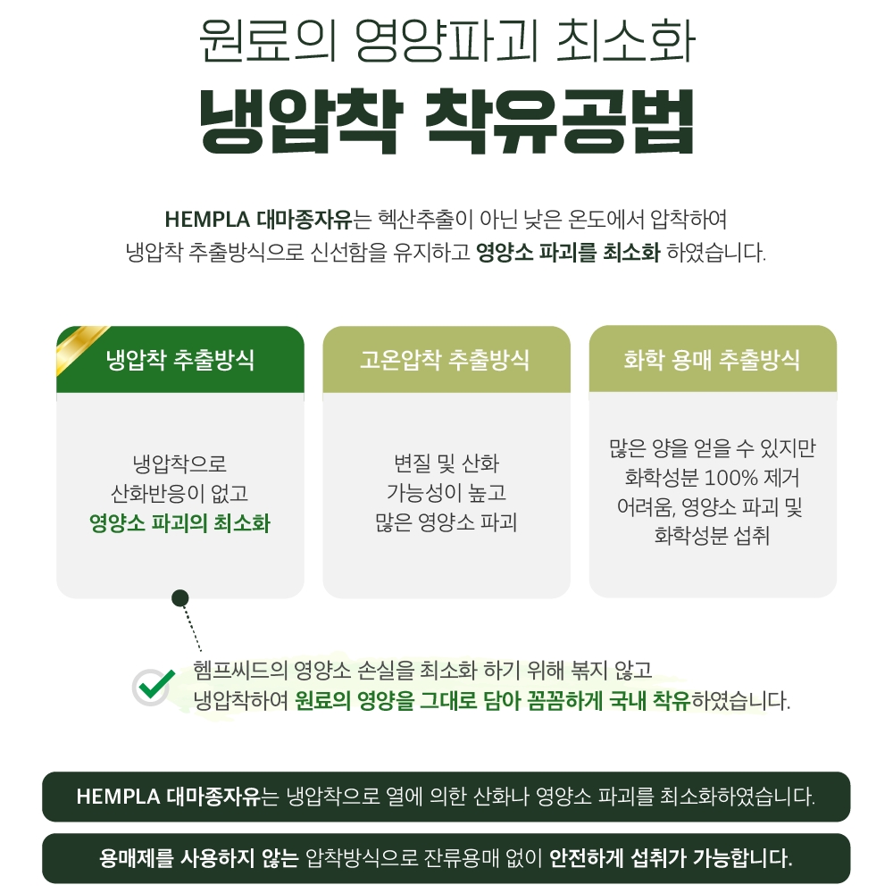햄프씨드 오일 생대마종자유 1000mg 30캡슐 슈퍼푸드 캐나다 냉압착 국내착유 - 상세 이미지 4
