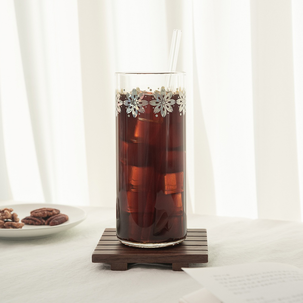 mano 영롱한 백금자개 홈카페 일자 내열 유리잔 500ml (집들이,외국인선물) - 상세 이미지 5