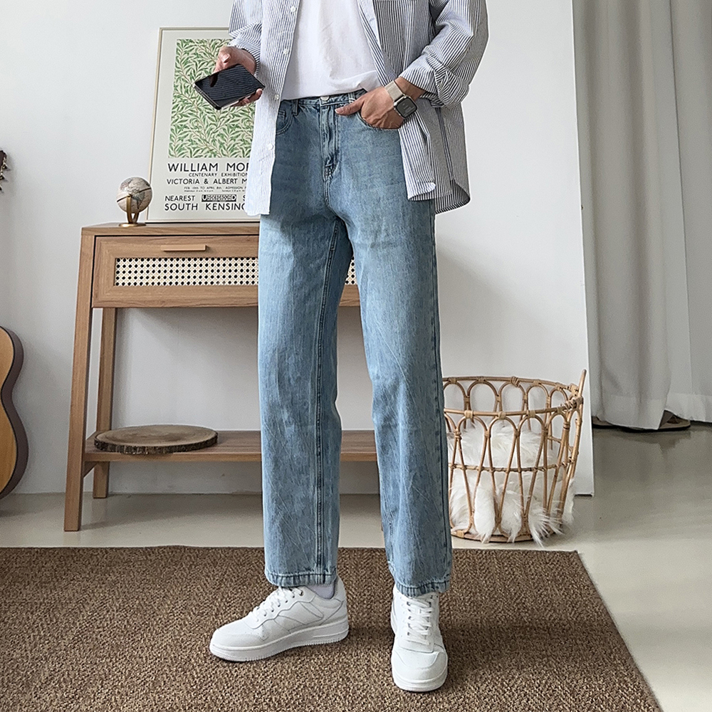남자 청바지 생지데님 흑청 남자 9부 10부 청바지 - 상세 이미지 3