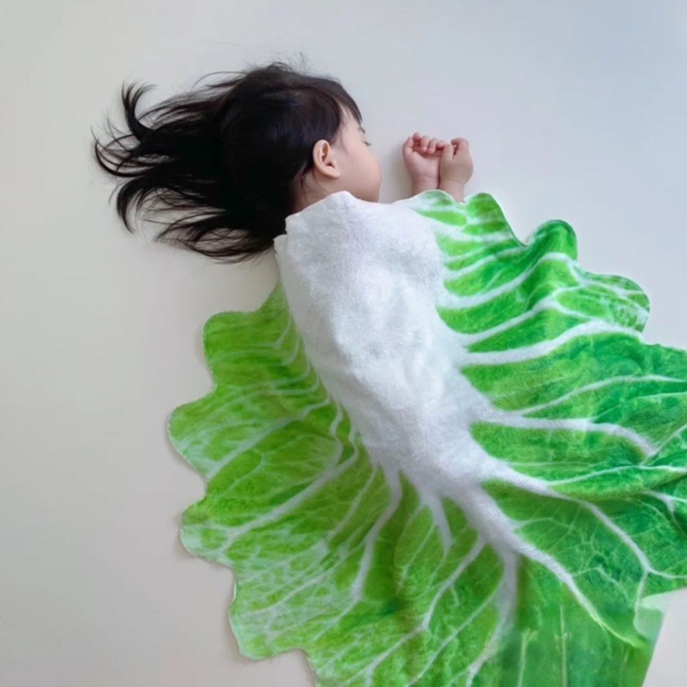 배추담요 배추 이불 배춧잎 블랭킷 100x100cm - 상품 이미지
