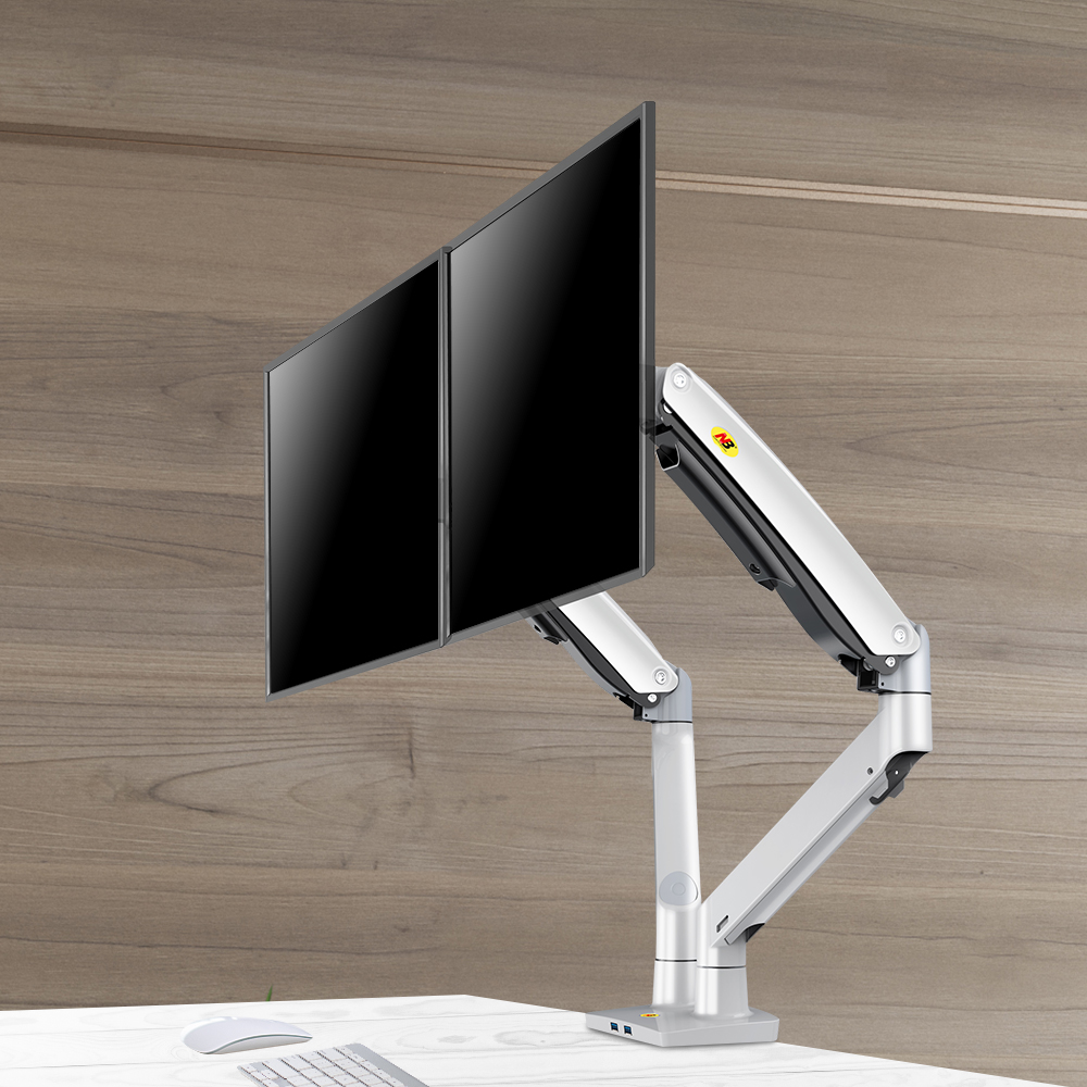 노스바유 NB F195W 고중량 듀얼 모니터암 거치대 화이트 - 상품 이미지