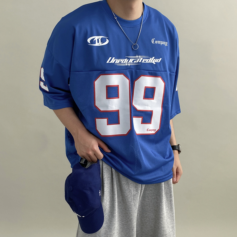블록코어반팔 럭비져지 럭비티 짐웨어오버핏 헬창옷 - 상세 이미지 5