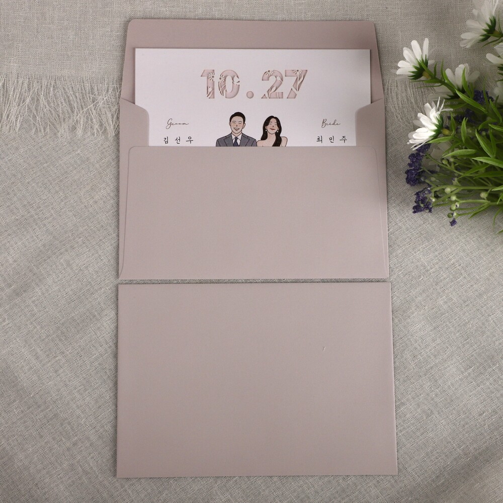 [자체 제작] 165x115mm 자켓형 청첩장 초대장 웨딩 화이트 컬러 봉투 감사 50p - 상세 이미지 2