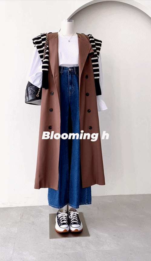 3color 재즈 노카라 루즈핏 여성 가을 트렌치코트 베스트 상세 이미지 6