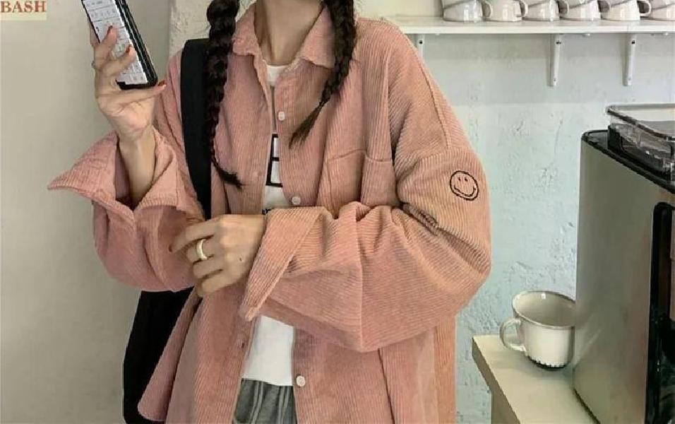 여친룩 여성용 캐주얼 통근 루즈 코듀로이 셔츠 긴팔 트렌디 다용도 가을 신상 파란 S 이미지 6