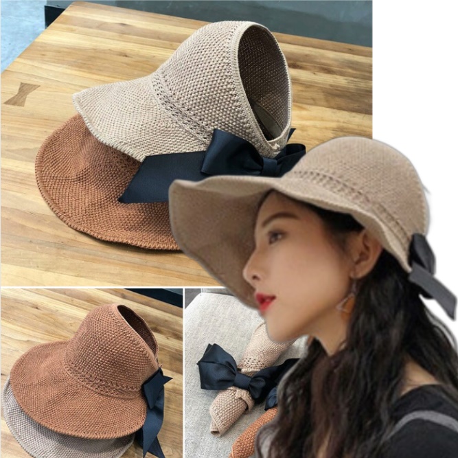 여자 라탄 모자 여성 여행용 모자 바캉스 휴가 여행 모자 - 상품 이미지
