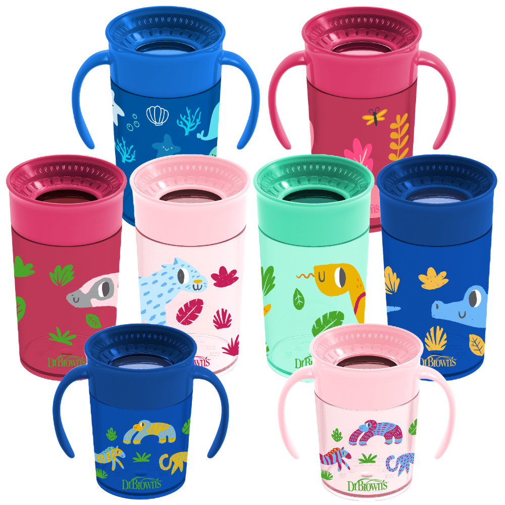 [어린이집 물컵] 닥터브라운 360도 흘림방지 트레이닝컵 1+1 (7종 중 택 2)