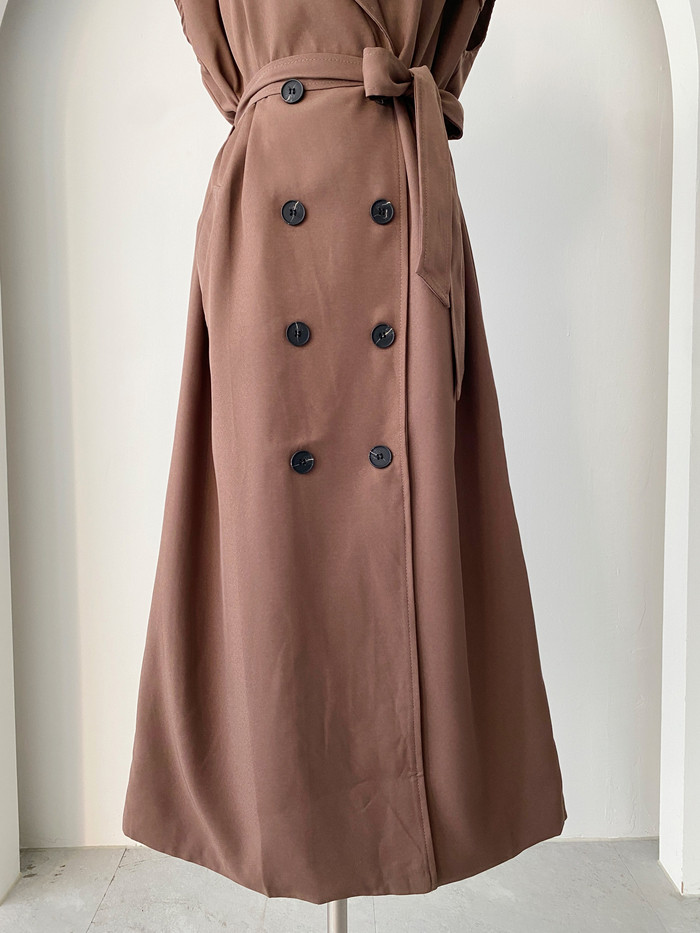3color 재즈 노카라 루즈핏 여성 가을 트렌치코트 베스트 상세 이미지 55