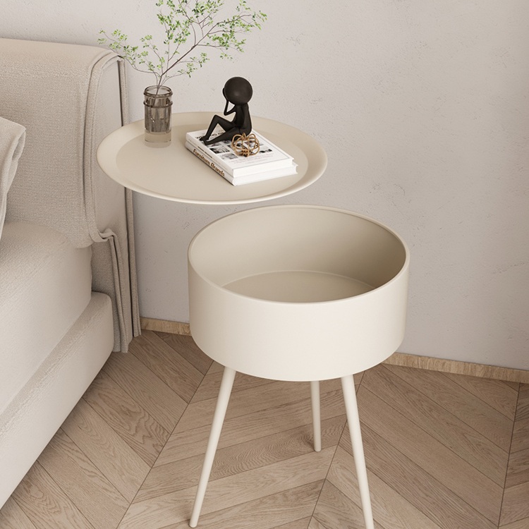 둥근 사이드 테이블 침대 옆 수납 탁자 캐비닛 스탠딩 엔틱 미니멀