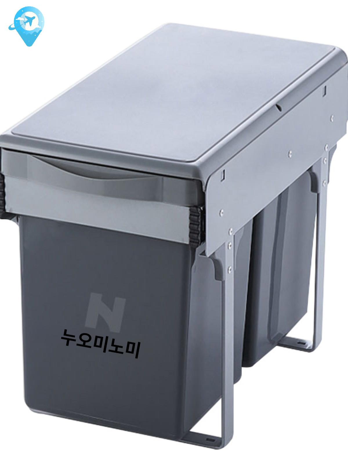 하부장 주방 빌트인 쓰레기통 미닫이 휴지통 듀얼 히든 - 상세 이미지 5