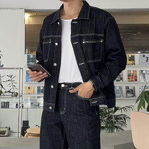 남자 청자켓 오버핏 트러커 생지데님 봄 가을 남자 자켓 착용 후기 | 사이즈/핏 총정리 - 상품 이미지 2