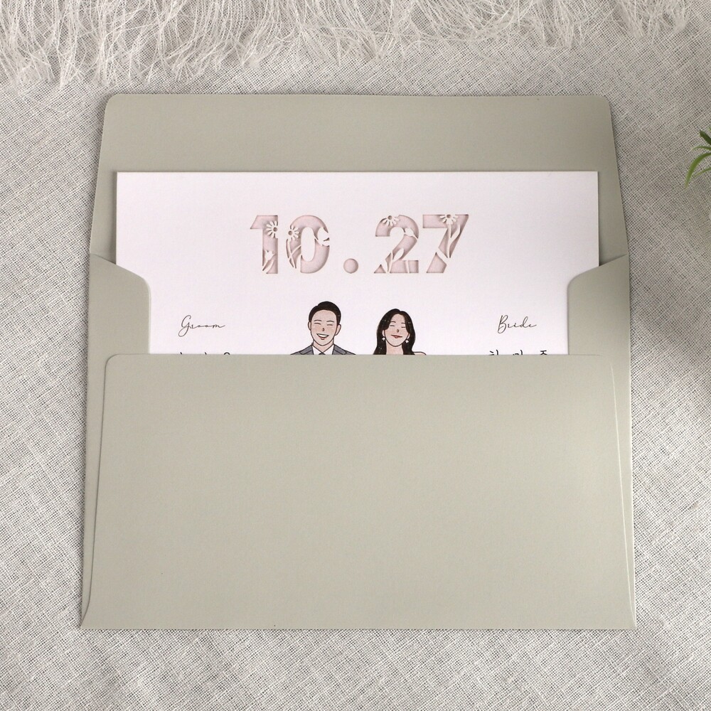 [자체 제작] 165x115mm 자켓형 청첩장 초대장 웨딩 화이트 컬러 봉투 감사 50p - 상세 이미지 4