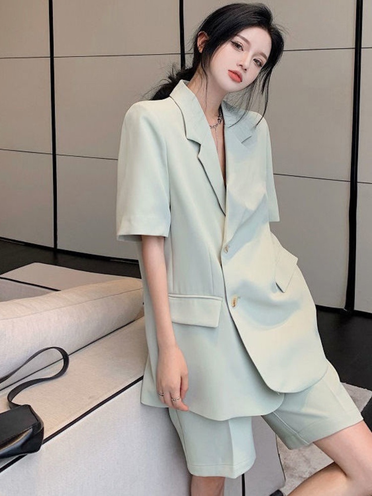 반팔블레이저자켓 반바지 세트 정장 빅사이즈 캐주얼 4XL 여름 4컬러 - 상세 이미지 2