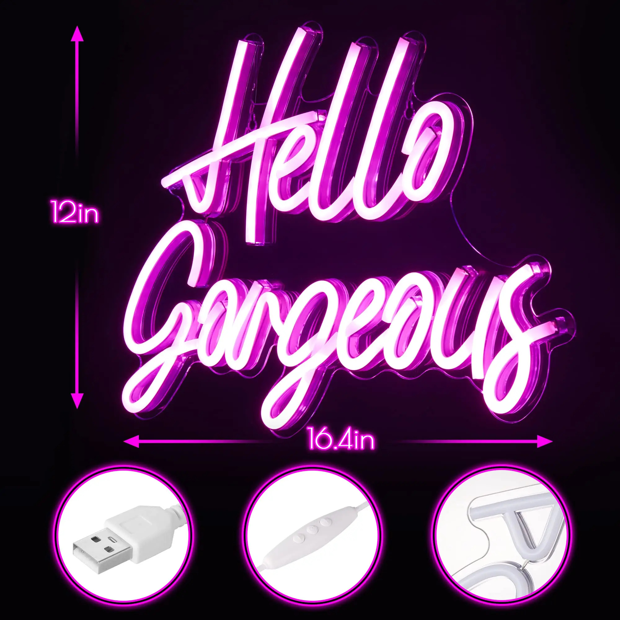 산리오 시나모롤 헬로 키티 50주년 무드등 실내등 수면등 조명 스탠드 굿즈 HELLO GORGEOUS 맞춤형 네온 사인 벽 아트 룸 장식 상점 체육관... 